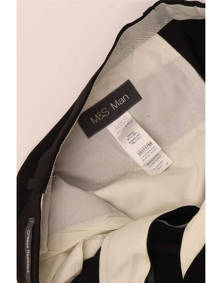 Gerade Herren-Anzughose von Marks & Spencer, W32, L31, schwarzes Polyester