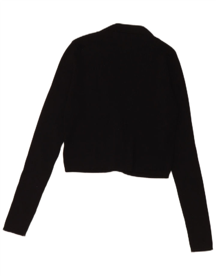 Zara Damen Crop Cardigan Pullover UK 8 Small Schwarz