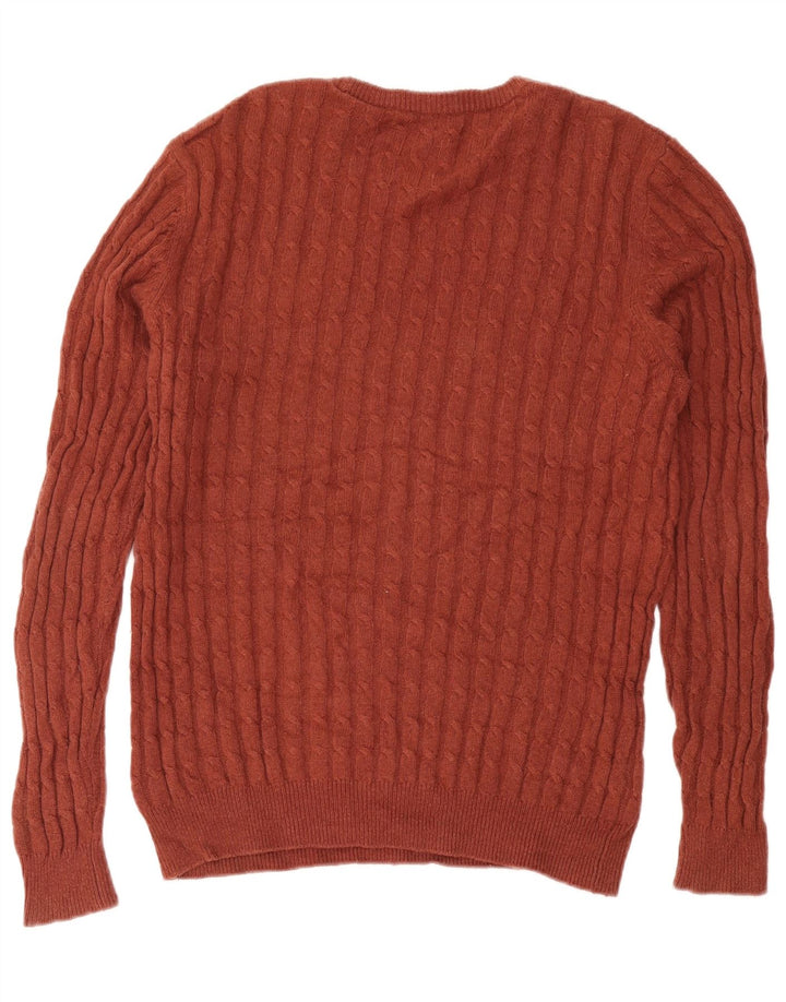 Jack Wills Herren-Pullover mit Rundhalsausschnitt aus mittelbrauner Wolle