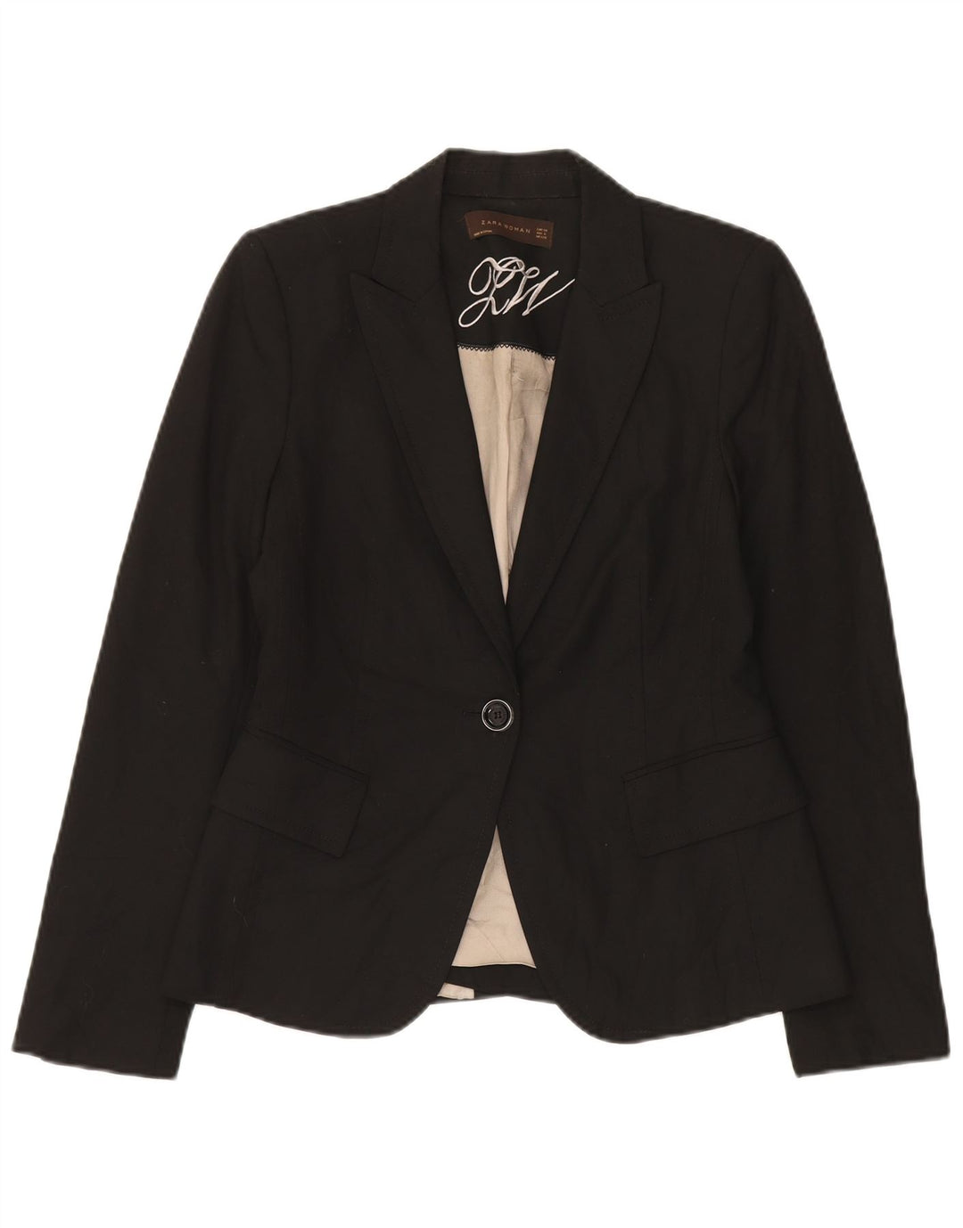 Zara Damen 1-Knopf-Blazerjacke EU 38 Small Schwarz