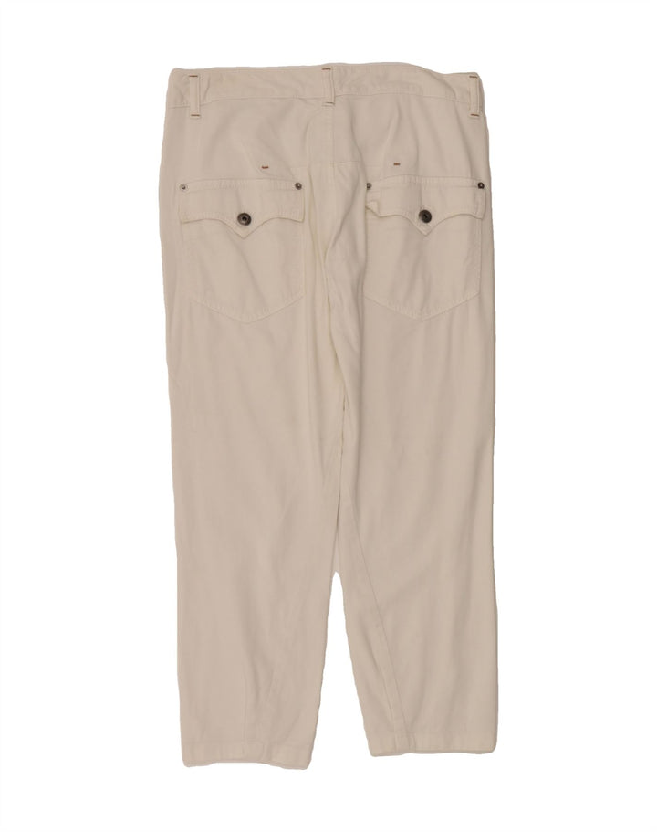 BENETTON Womens Straight Cropped Trousers W32 L24  White Vintage Benetton and Second-Hand Benetton from Messina Hembry 