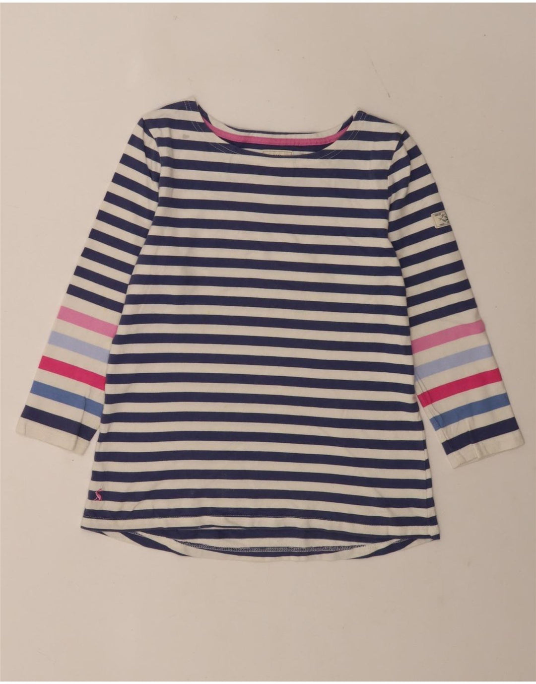 Joules Damen-Top, normal, 3/4-Ärmel, UK 12, mittelblau, gestreift, Baumwolle