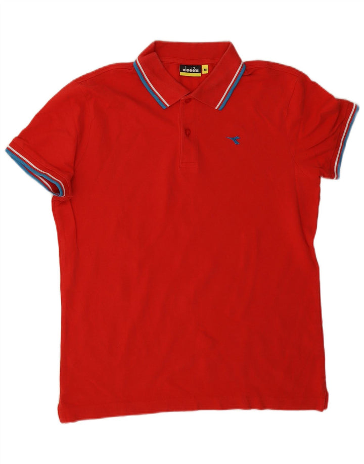 DIADORA Herren-Poloshirt aus mittelroter, gestreifter Baumwolle