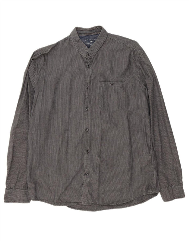 TOM TAILOR Mens Shirt XL Grey Pinstripe Cotton