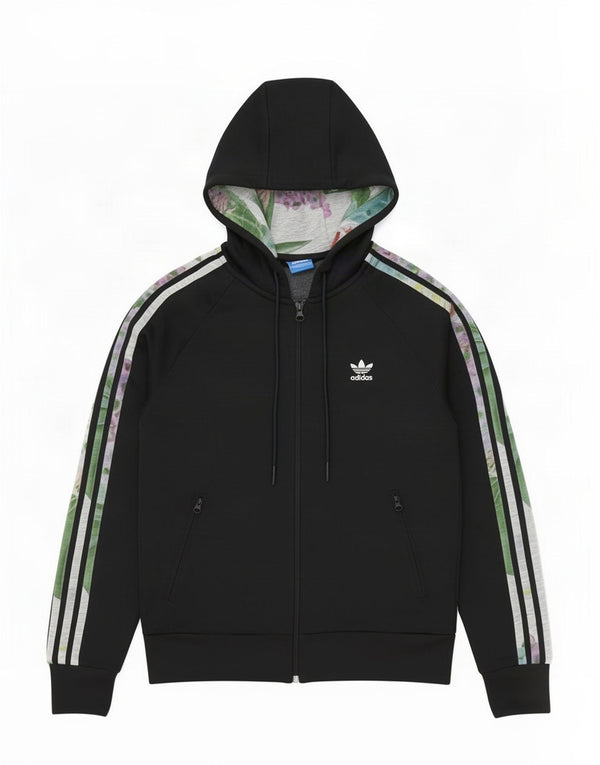 Adidas Damen Graphic Zip Hoodie Pullover UK 10 Small Schwarz Polyester