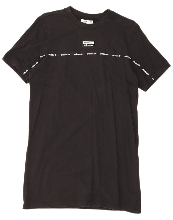 Adidas Damen Grafik-T-Shirt-Kleid UK 10 Small Schwarz Baumwolle