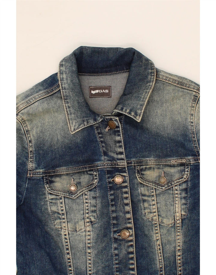 GAS Womens Crop Denim Jacket UK 10 Small Blue Cotton Vintage Gas and Second-Hand Gas from Messina Hembry 