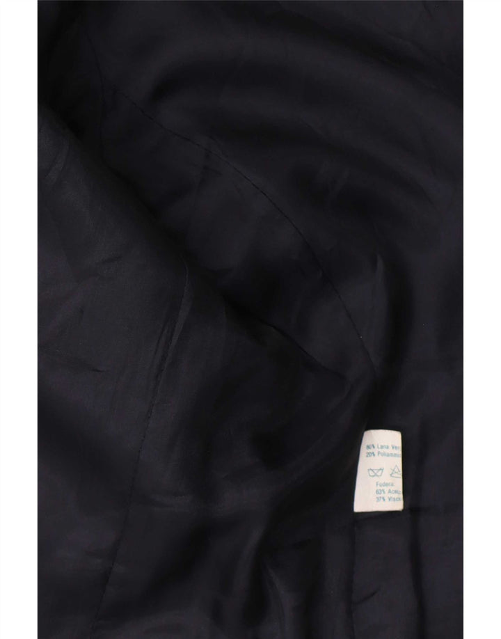 Luisa Spagnoli Damen 2-Knopf-Blazerjacke IT 44 mittelblau karierte Wolle