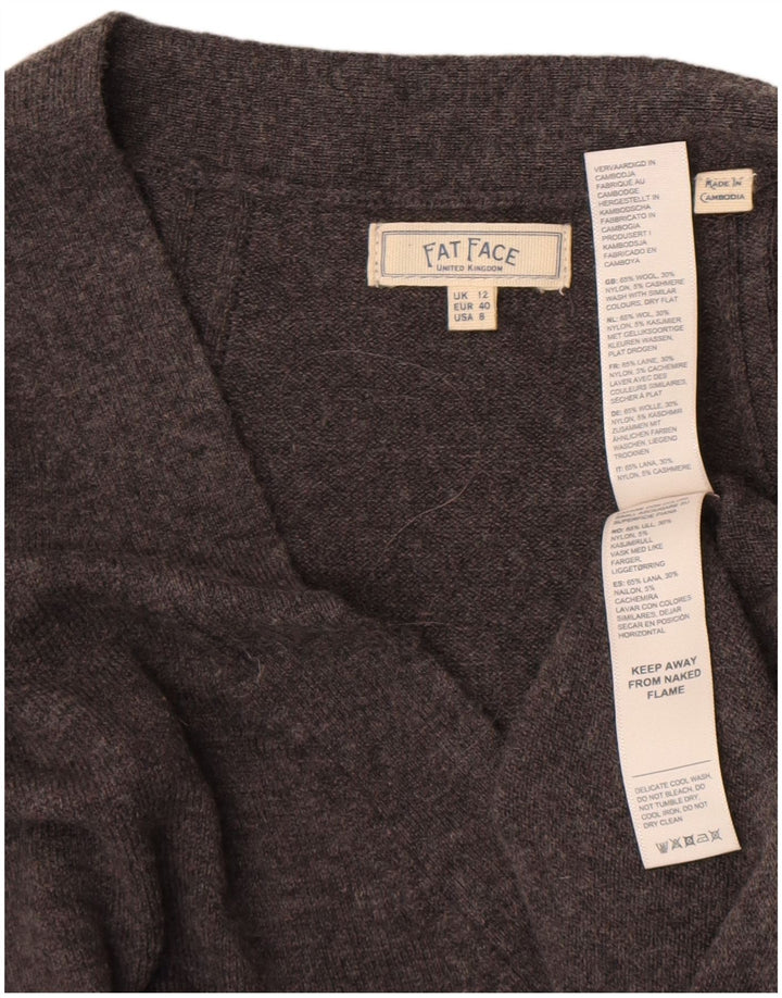 Fat Face Damen-Pullover, übergroß, V-Ausschnitt, UK 12, mittelgraue Wolle