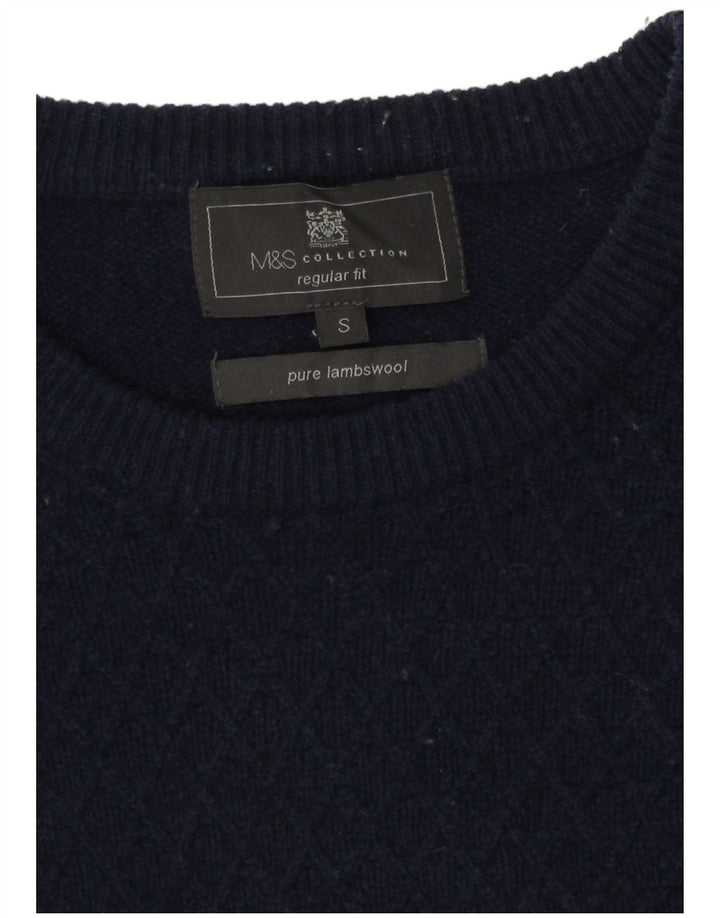 Marks & Spencer Herren-Pullover mit Rundhalsausschnitt, reguläre Passform, Größe S, Marineblau