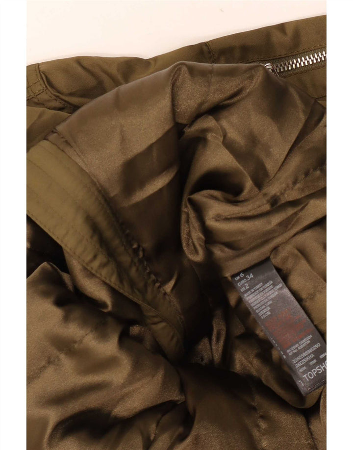 Topshop Damen Bomberjacke UK 6 XS Khaki Polyester