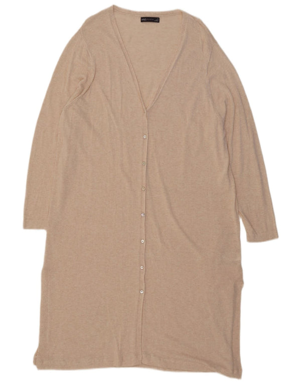 Marks & Spencer Damen Longline-Cardigan-Pullover UK 20 2XL Beige meliert