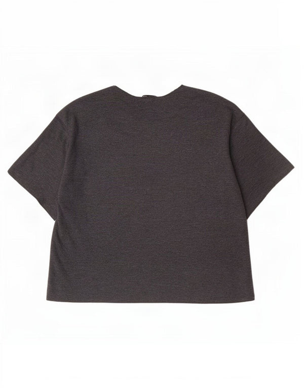 Zara Damen T-Shirt Top UK 12 Mittelgraue Baumwolle