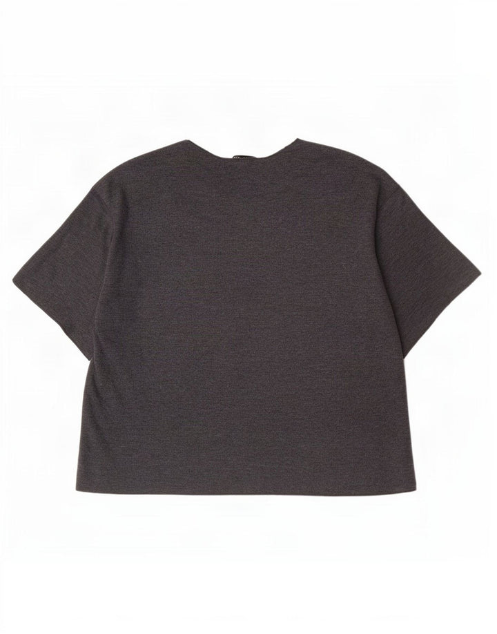 Zara Damen T-Shirt Top UK 12 Mittelgraue Baumwolle