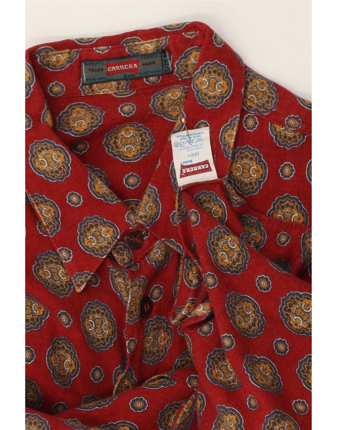 Carrera Herrenhemd Mittelrote Paisley-Baumwolle
