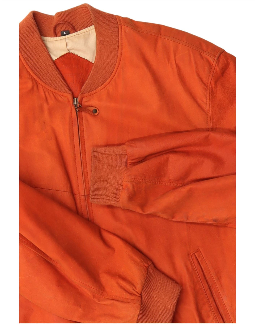 C&A Herren Leder Bomberjacke UK 40 Large Orange Leder