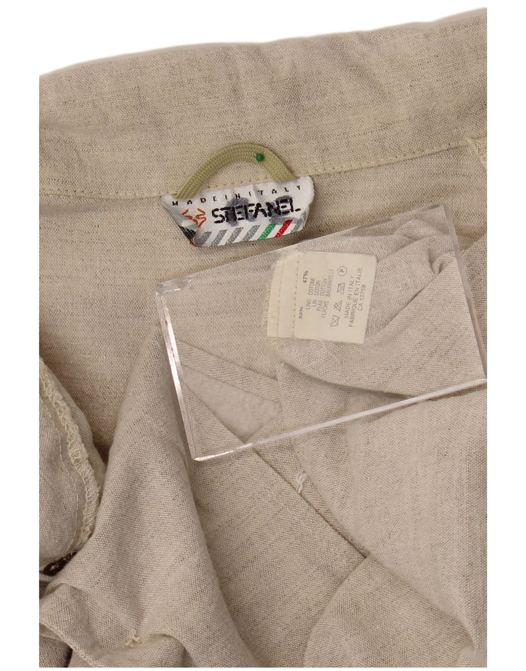 Stefanel Damen 2-Knopf-Blazerjacke UK 18 XL Beige Leinen