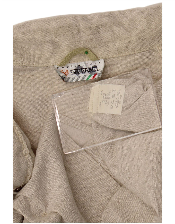 Stefanel Damen 2-Knopf-Blazerjacke UK 18 XL Beige Leinen