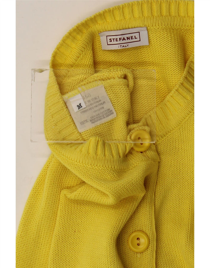 Stefanel Damen-Cardigan-Pullover UK 12 Mittelgelbe Baumwolle