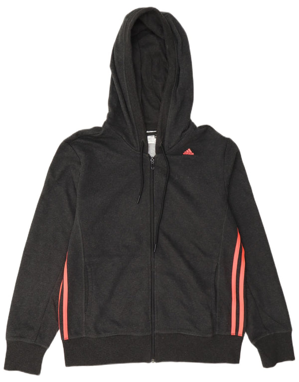 Adidas Damen Climalite Zip Hoodie Pullover UK 16/18 Große graue Baumwolle