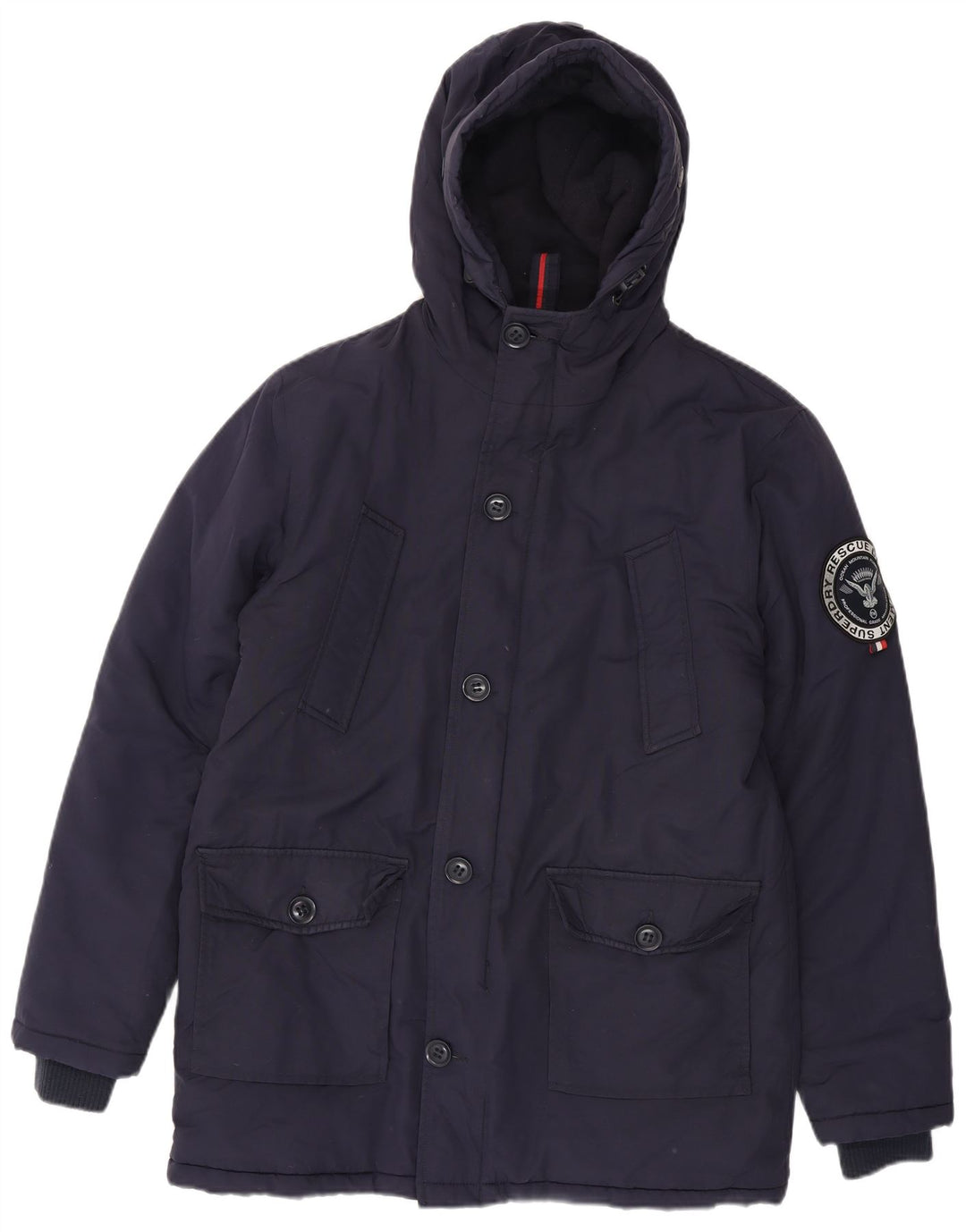 Superdry Herren-Parka mit Kapuze, UK 40, Größe L, marineblaues Nylon