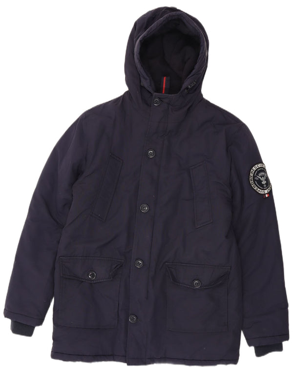 Superdry Herren-Parka mit Kapuze, UK 40, Größe L, marineblaues Nylon
