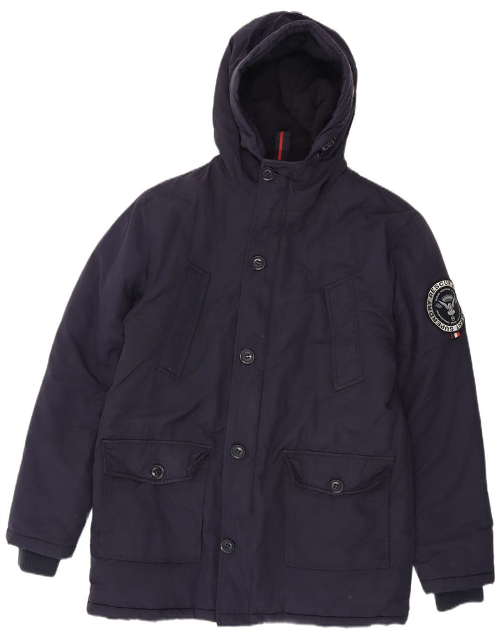 Superdry Herren-Parka mit Kapuze, UK 40, Größe L, marineblaues Nylon
