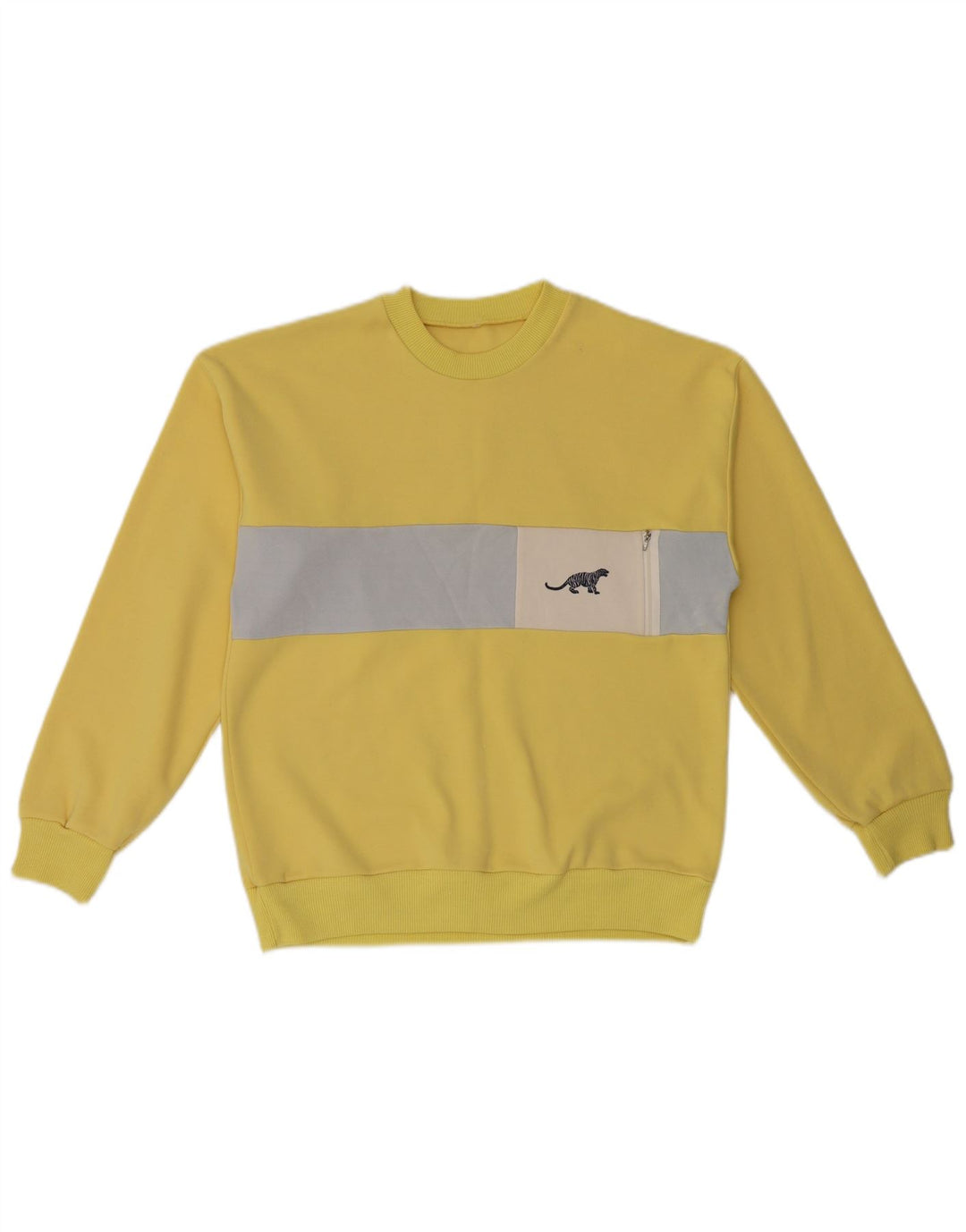 Vintage Herren Sweatshirt Pullover Klein Gelb Farbblock