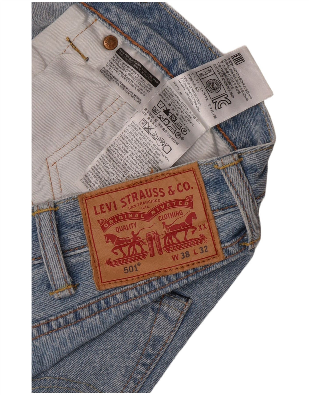 Levi's Herren 501 Straight Jeans W38 L29 Blaue Baumwolle