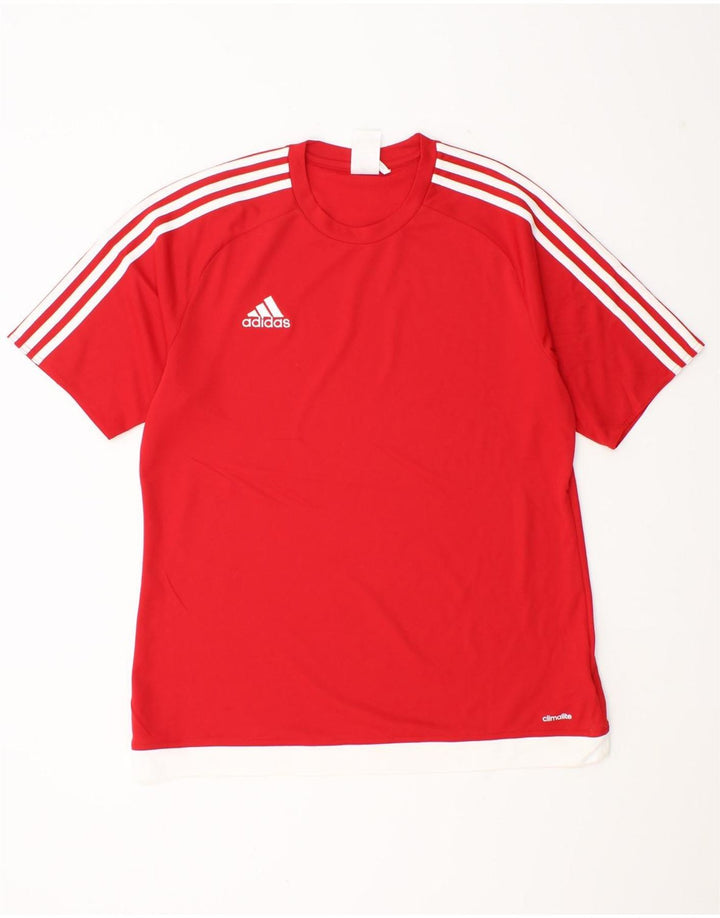 Adidas Herren Climalite T-Shirt Top, großes rotes Farbblock-Polyester