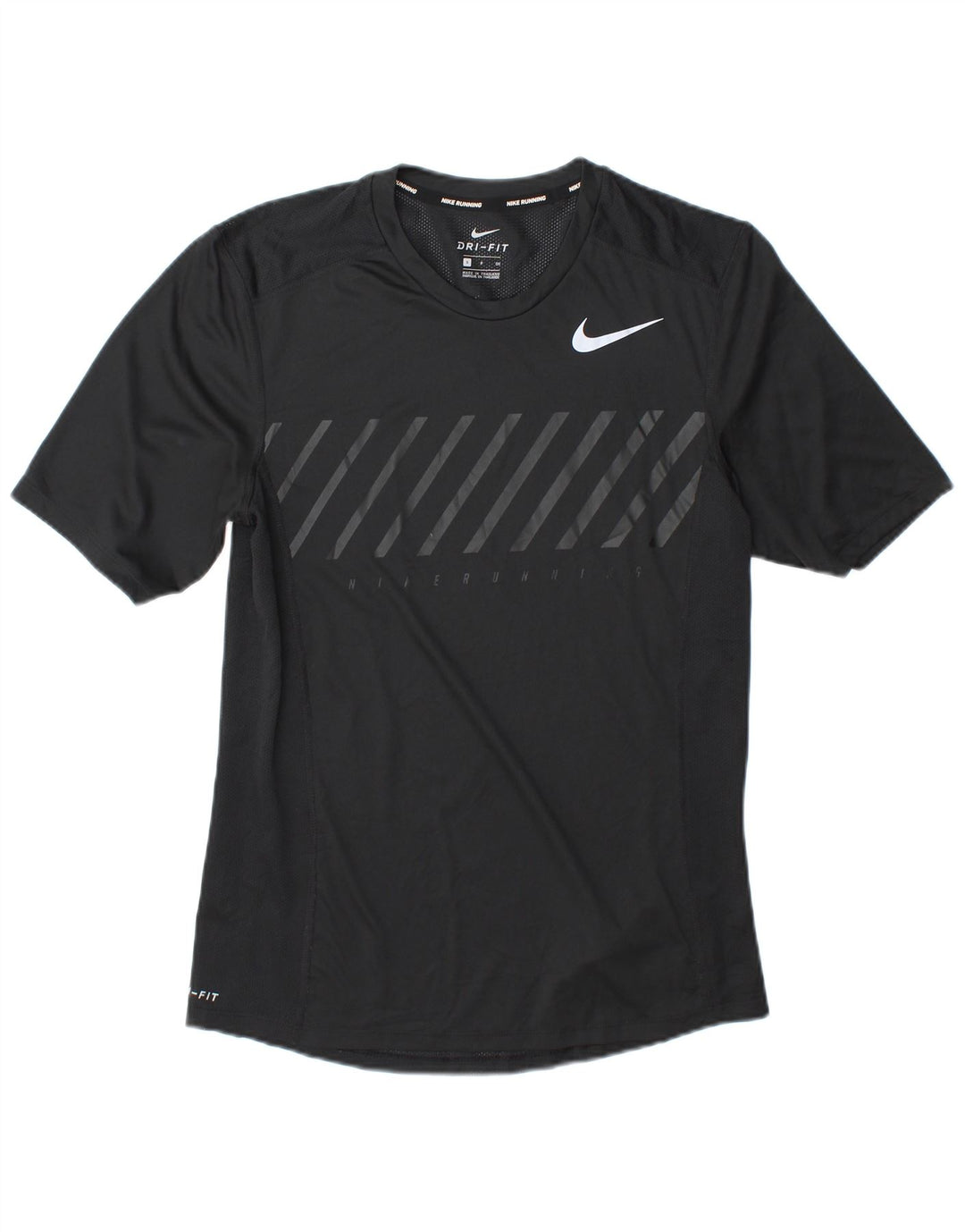 Nike Herren Dri Fit Lauf-T-Shirt, klein, schwarz gestreift, Polyester