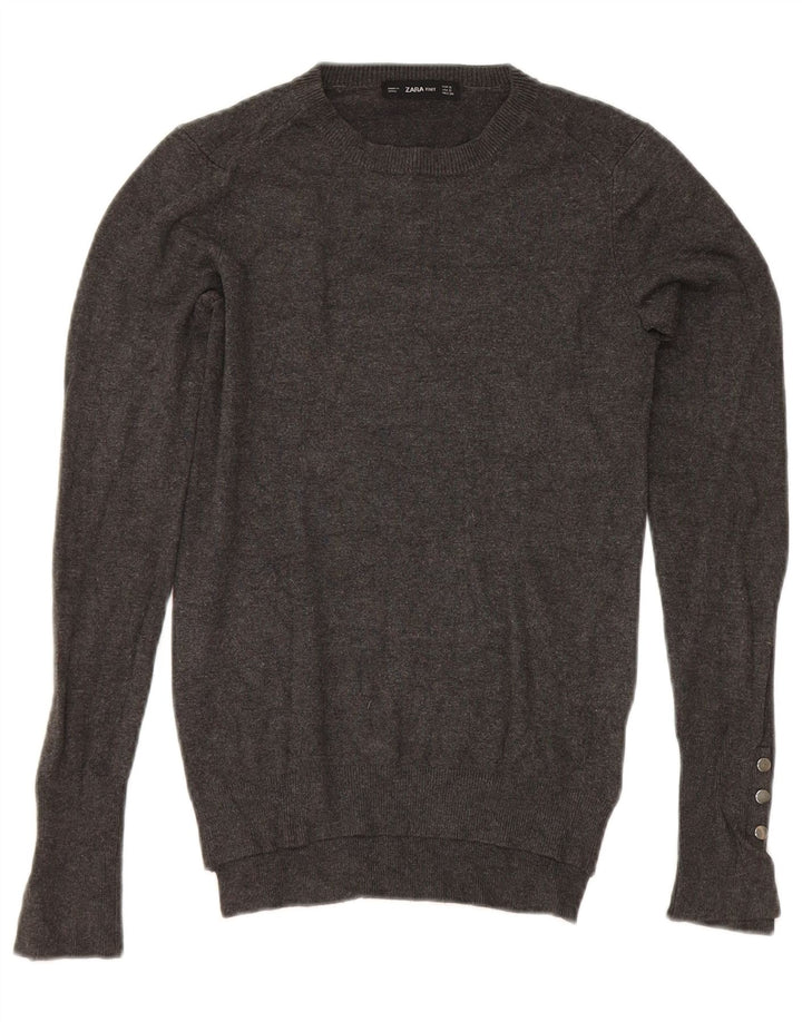 Zara Damen-Pullover mit Rundhalsausschnitt, Gr. 8, Grau