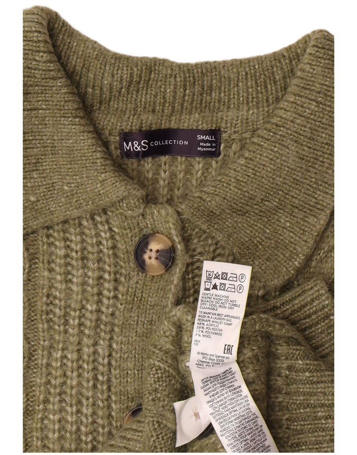 Marks & Spencer Damen-Strickjacke, Gr. 10, Small, Khaki, Acryl