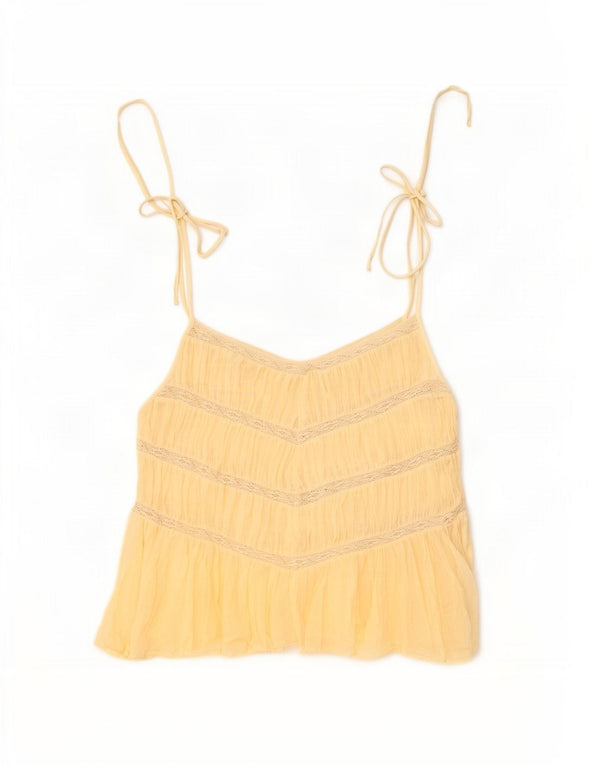 Zara Damen Cami Top UK 12 Mittelbeige Baumwolle