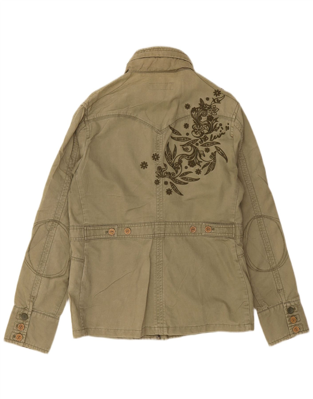 Levi's Womens Graphic Hooded Utility Jacket UK 16 Large Khaki Baumwolle