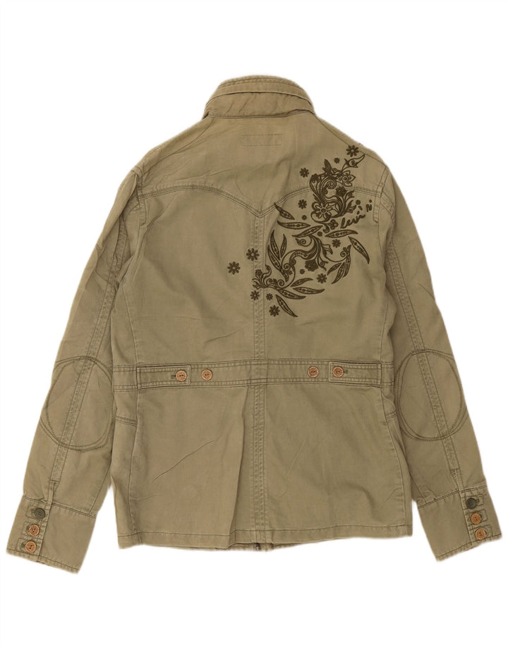 Levi's Womens Graphic Hooded Utility Jacket UK 16 Large Khaki Baumwolle