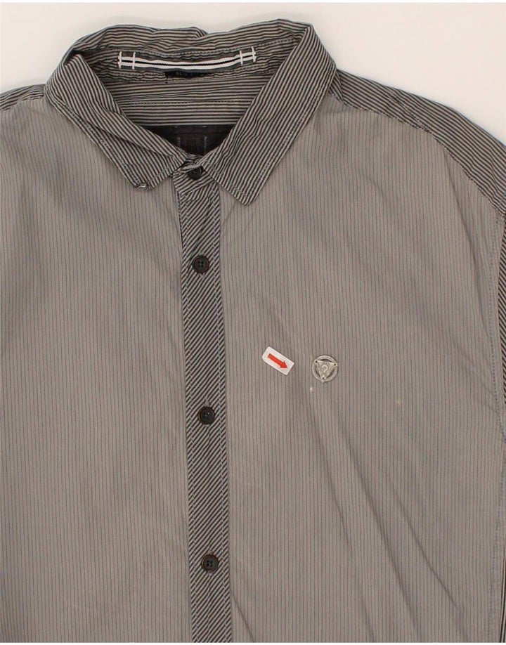 GUESS Mens Slim Fit Graphic Shirt Medium Grey Pinstripe Cotton Vintage Guess and Second-Hand Guess from Messina Hembry 