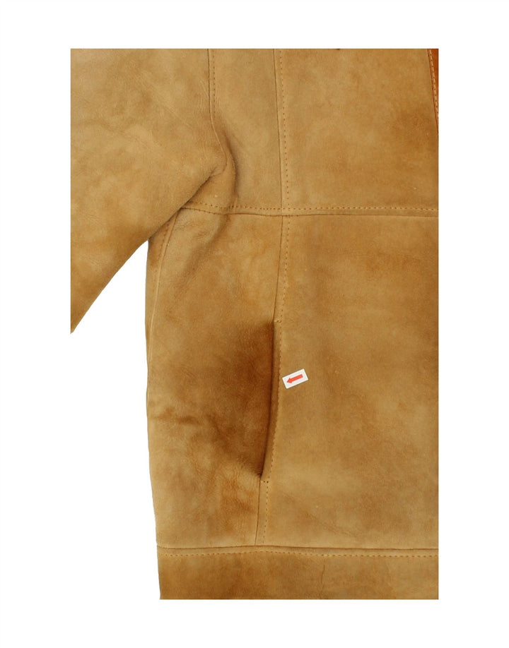 VINTAGE Herren Shearling Jacke UK 36 Small Beige Shearling