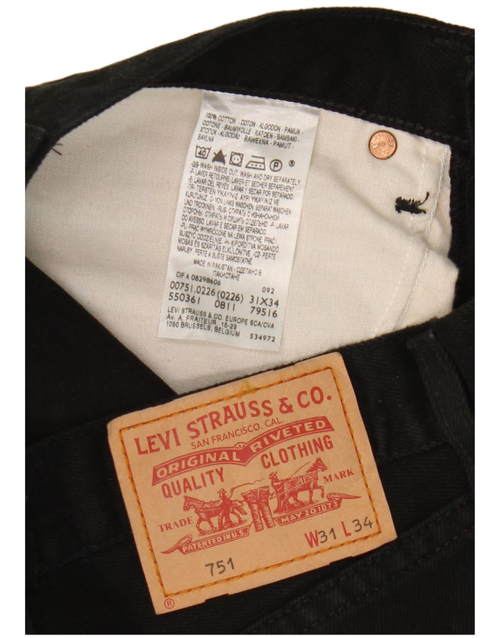 Levi's Herren 751 Straight Jeans W31 L34 Schwarze Baumwolle