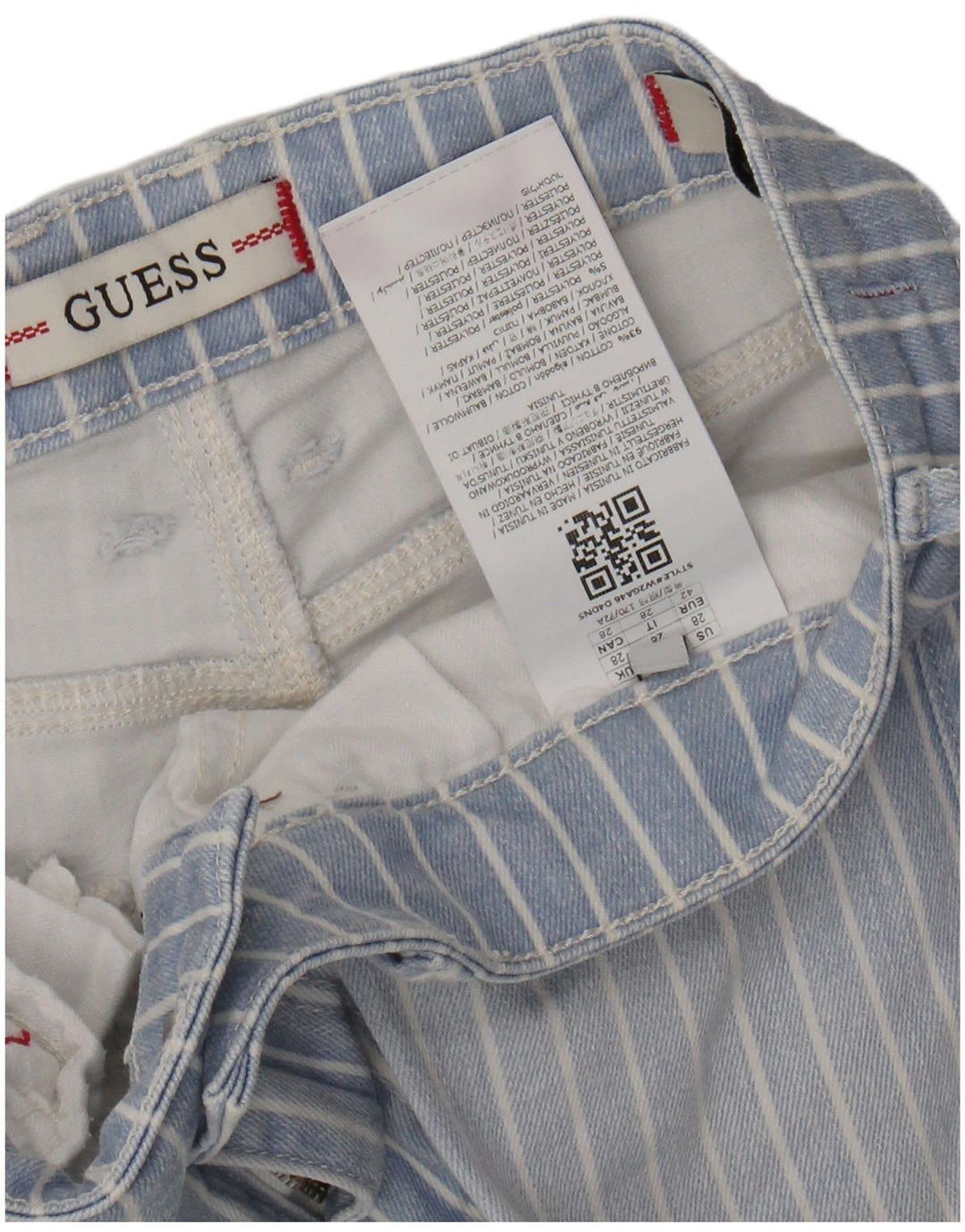 GUESS Damen Skinny Jeans W28 L28 Blaue Nadelstreifen-Baumwolle