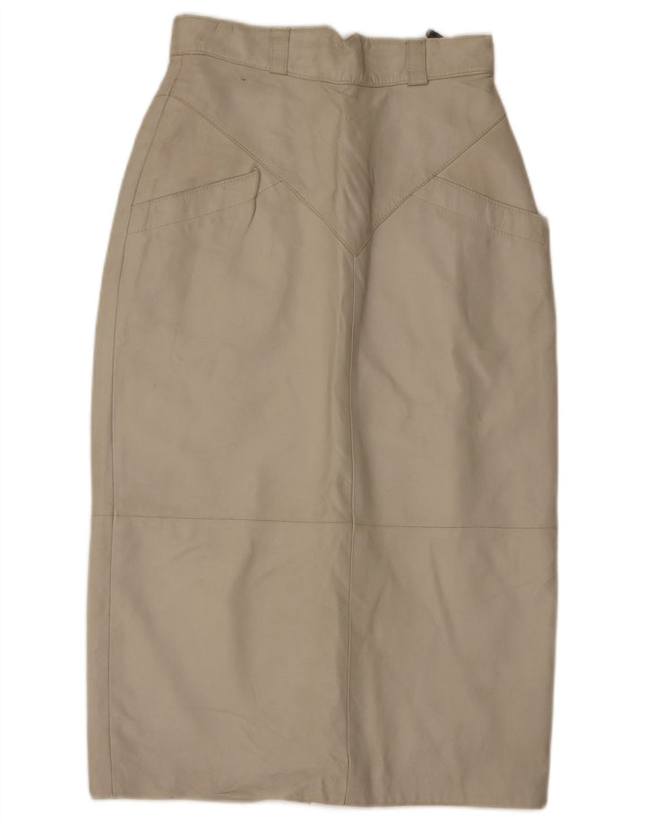 C&A Damen Midi-Lederrock EU 40 Medium W28 Beige Leder