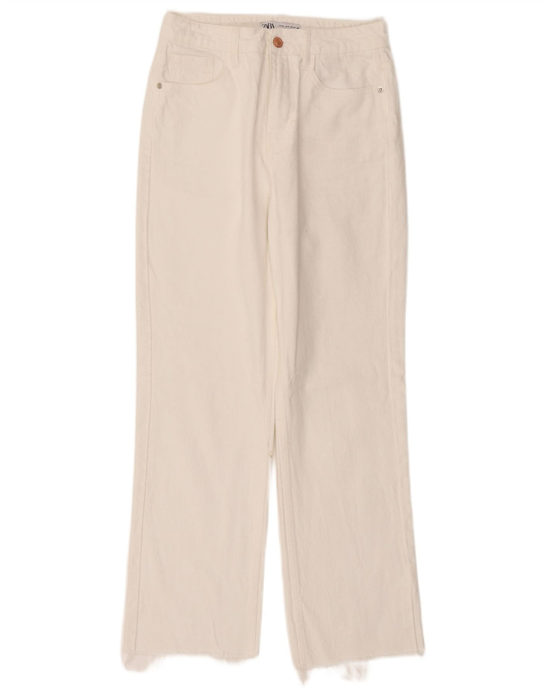 Zara Damen Straight Jeans EU 38 Small W28 L28 Weiße Baumwolle
