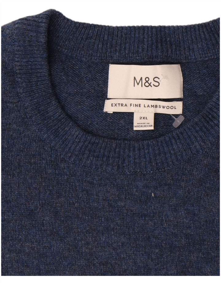 Marks & Spencer Herren-Pullover mit Rundhalsausschnitt, 2XL, Marineblau meliert