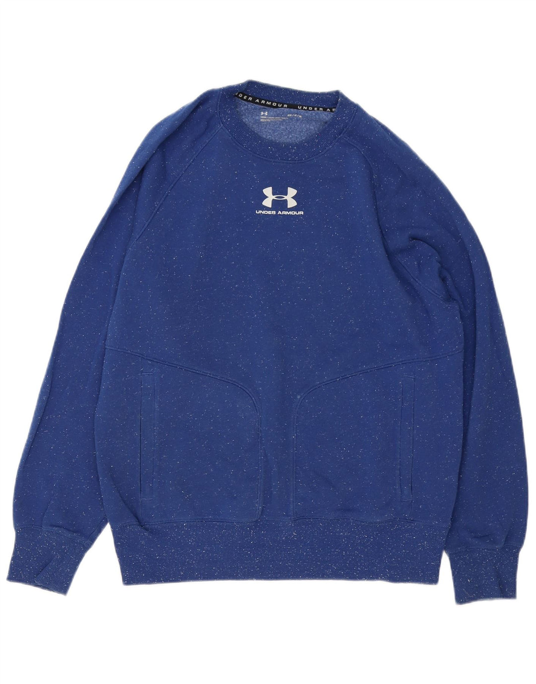 Under Armour Herren-Sweatshirt-Pullover aus mittelblau gefleckter Baumwolle