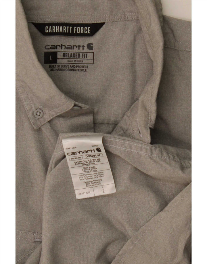 Carhartt Herren-Hemd mit entspannter Passform, großes graues Polyester
