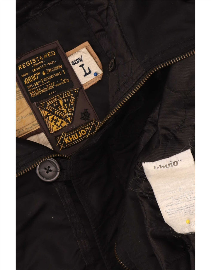 KHUJO Wattierter Damenmantel mit Kapuze, UK 14, Größe L, Schwarz, Polyester