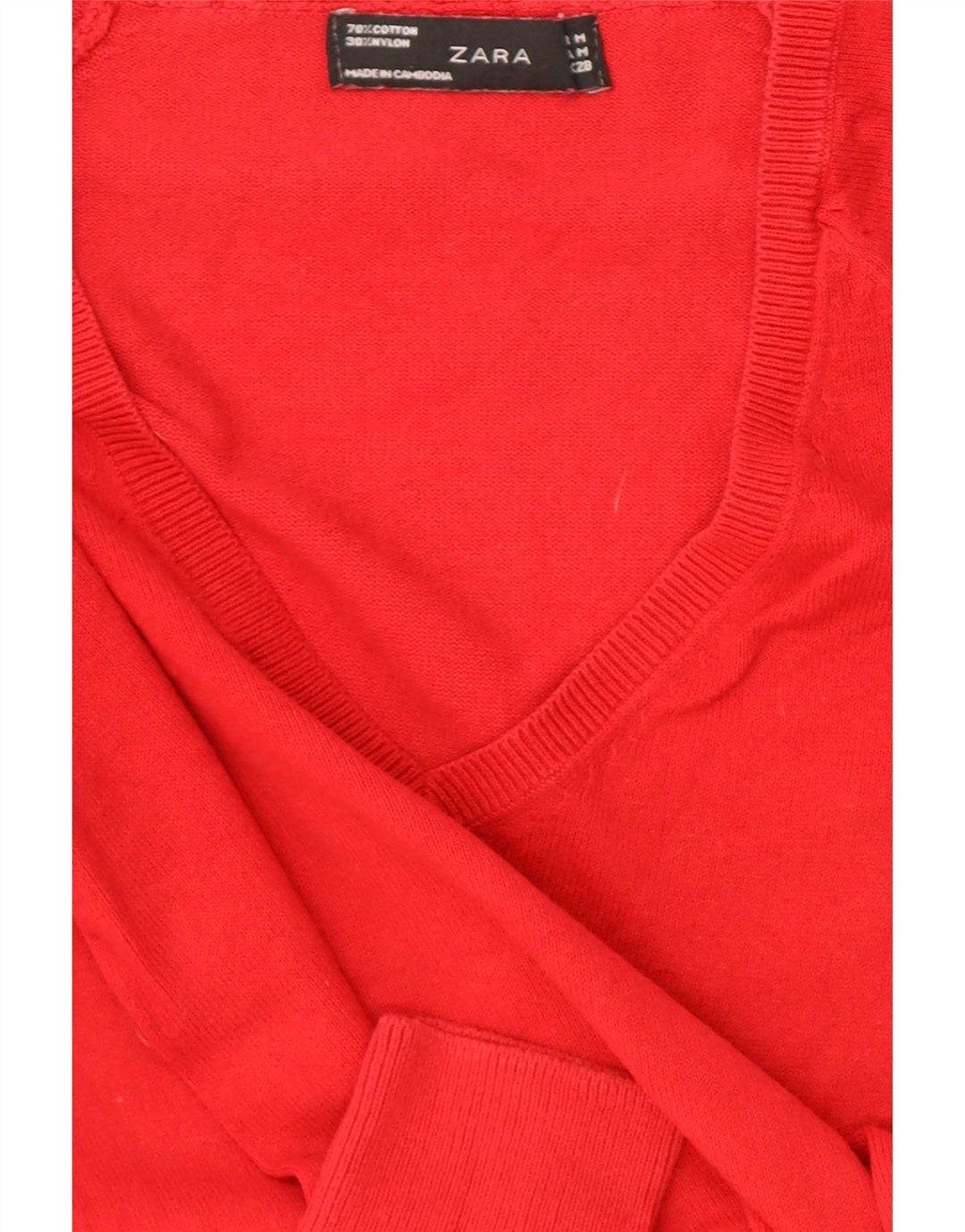 Zara Damen-Pullover mit V-Ausschnitt, Gr. 12, mittelrot