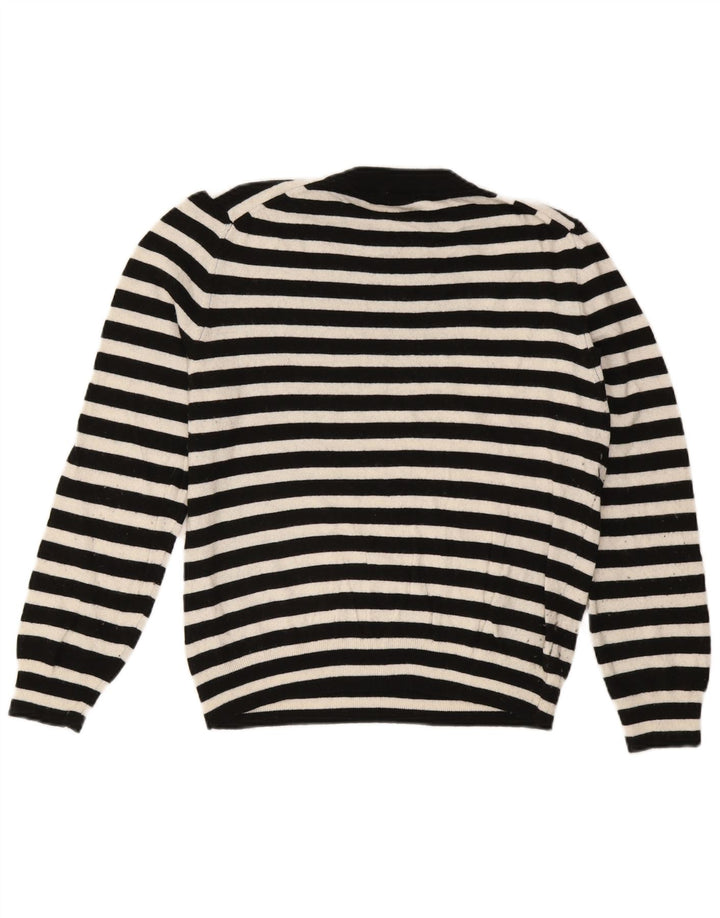 Zara Damen-Pullover mit Rundhalsausschnitt, Gr. 14, Mittelschwarz, gestreift, Polyamid