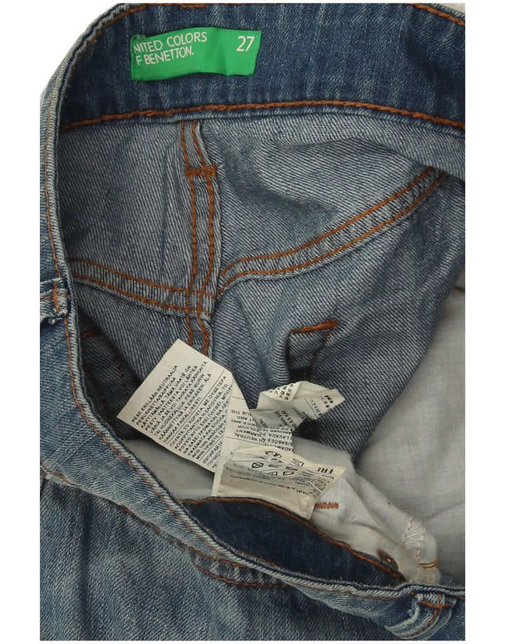 BENETTON Damen Distressed Denim Shorts W27 Small Blaue Baumwolle