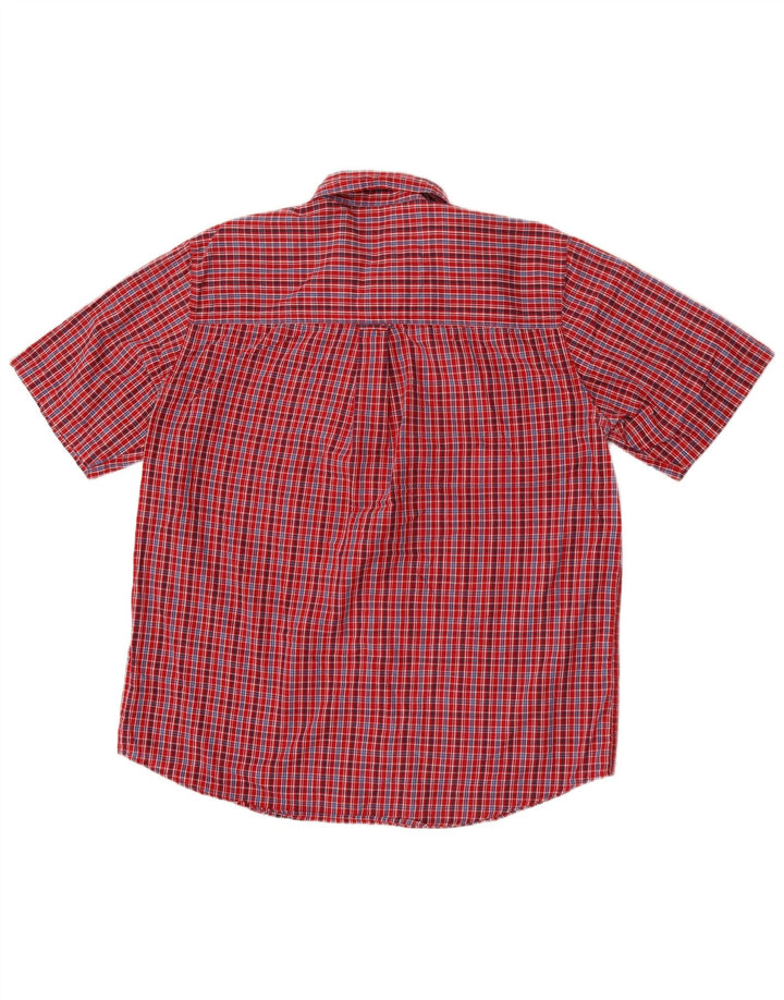 Chaps Herren-Hemd, pflegeleicht, kurzärmelig, groß, rot kariert, Baumwolle